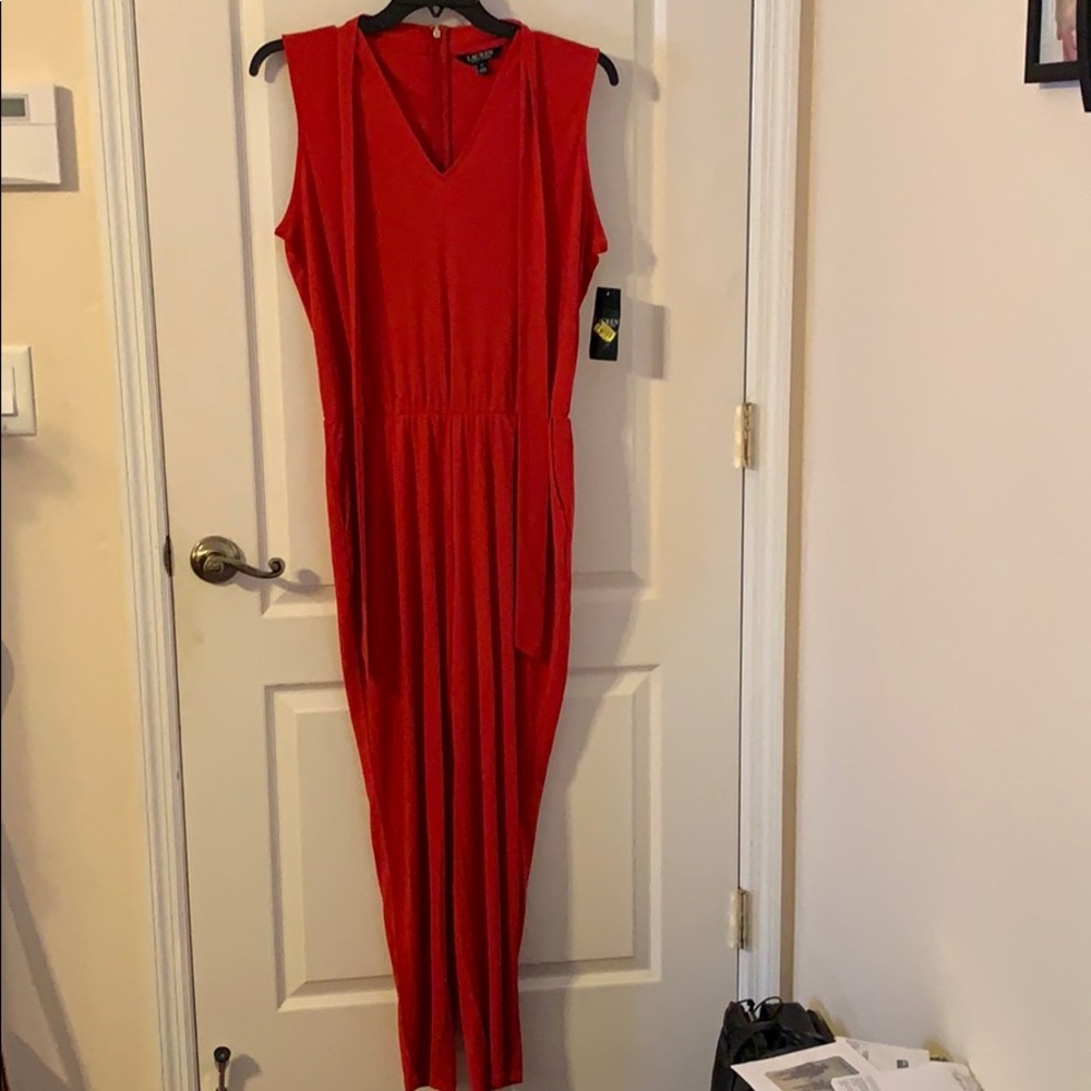 Laure Ralph Lauren Red Jumpsuit Size XL NWT